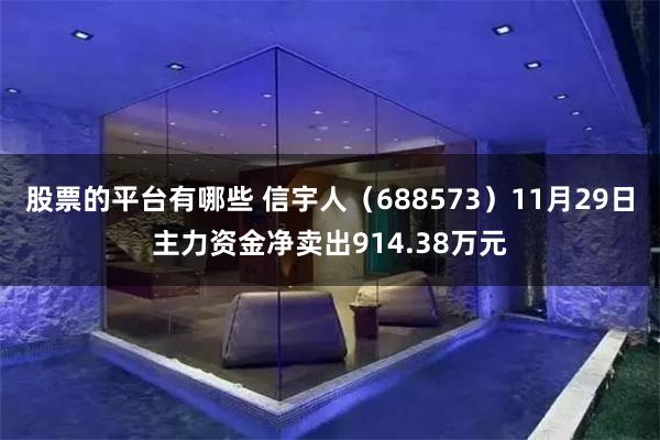 股票的平台有哪些 信宇人（688573）11月29日主力资金净卖出914.38万元